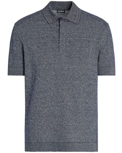 Zegna Short-sleeve Jacquard Polo Shirt - Grey