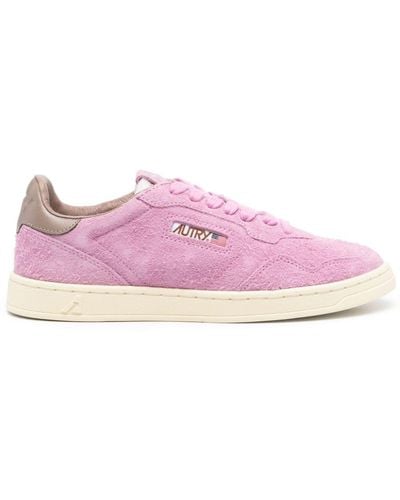 Autry Medalist Flat Suede Trainers - Pink