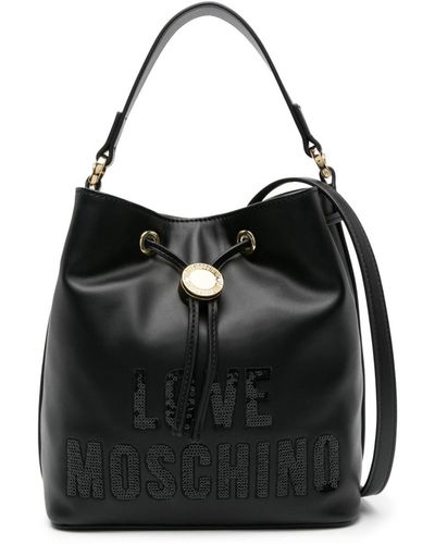 Love Moschino Sequined-logo Bucket Bag - Black