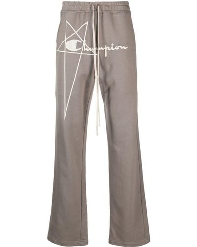 Rick Owens X Champion X Champion Dietrich Logo-embroidered Track Pants - Grey