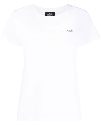 A.P.C. Camiseta con logo estampado y cuello redondo - Blanco