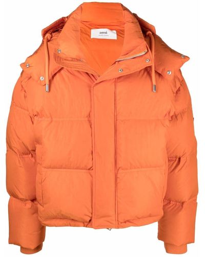 Ami Paris Ami De Coeur Puffer Jacket - Orange