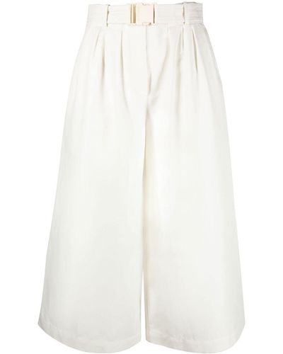 Moncler Belted Cropped Pants - White