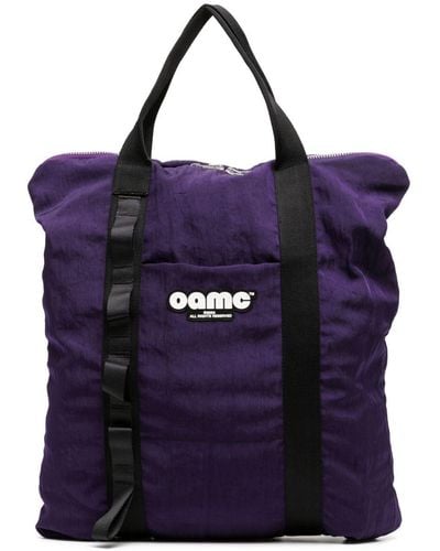 OAMC Sac cabas en coton à patch logo - Violet