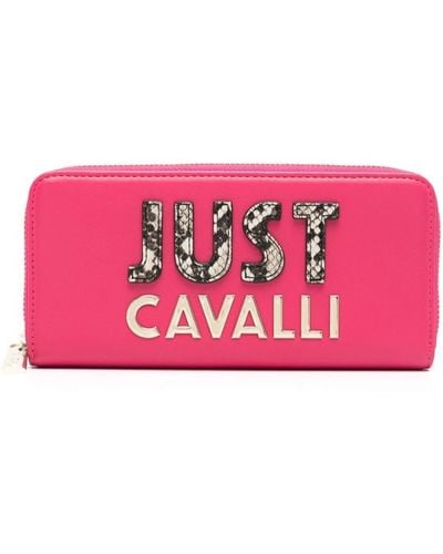 Just Cavalli Leren Portemonnee Met Logo-applicatie - Roze