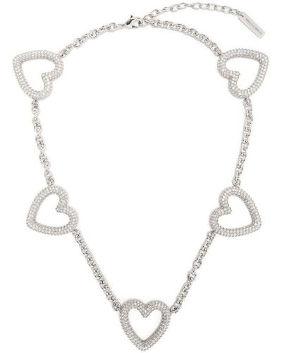 Mach & Mach Heart-shape Crystal Necklace - Metallic