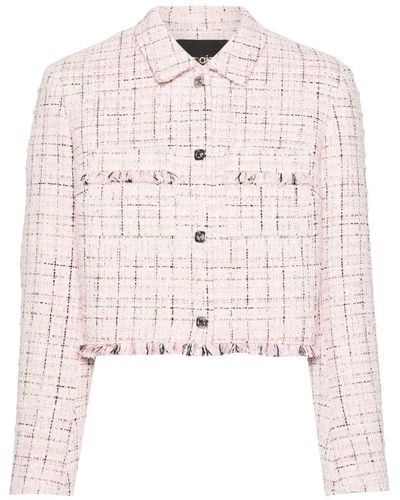 Maje Metallic Tweed Cropped Jacket - Pink
