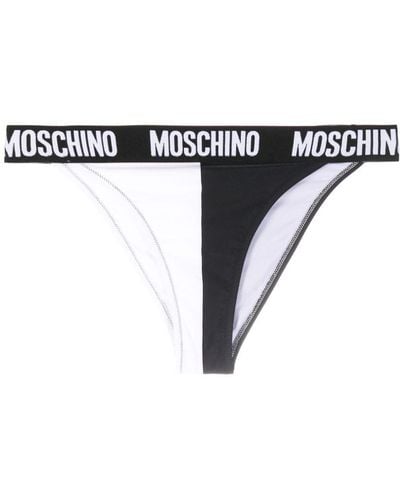 Moschino High-waisted Logo-print Bikini Bottoms - Black