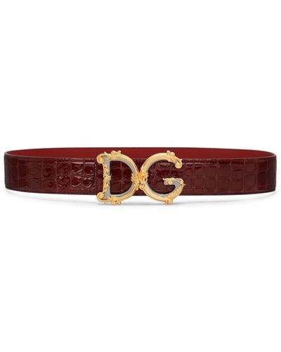 Dolce & Gabbana Cinturón con efecto de cocodrilo en relieve - Rojo