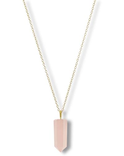 The Alkemistry 18kt Yellow Gold Iqra Rose Quartz Crystal Necklace - White