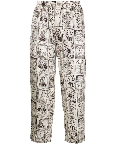 Nanushka Pantalones rectos Ornamental - Blanco