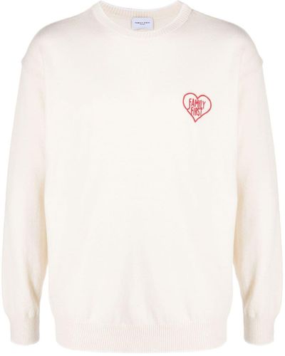 FAMILY FIRST Embroidered-logo Crew-neck Sweater - White