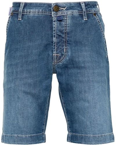 Jacob Cohen Short en jean à patch logo - Bleu