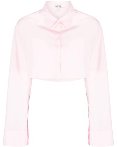 Loewe Camisa cropped de algodon - Rosa