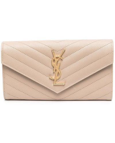 Saint Laurent Portemonnee Met Monogram - Naturel