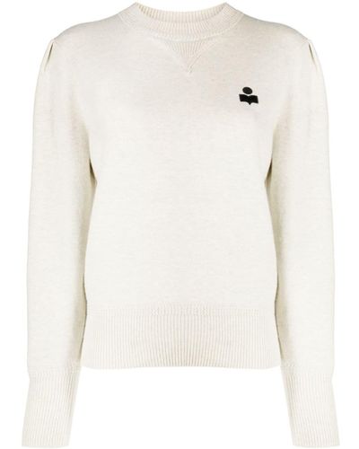 Isabel Marant Kelaya Logo-embroidered Sweater - White