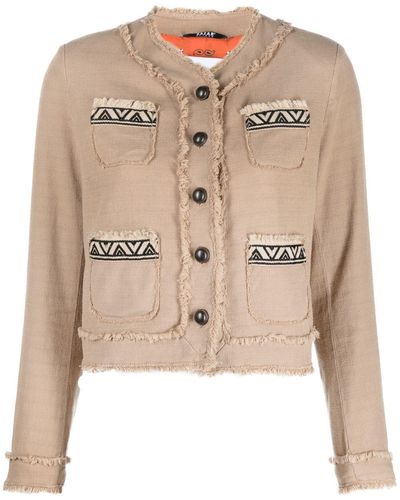 Bazar Deluxe Button-up Cropped Jacket - Natural