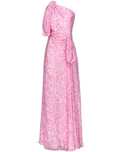 Pinko Robe longue imprimée à une épaule - Rose
