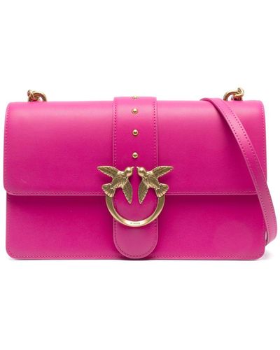 Pinko Love One Classic Leather Crossbody Bag - Pink