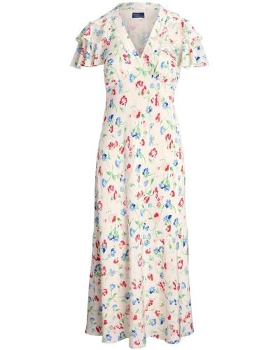 Polo Ralph Lauren Vestido midi con estampado floral - Blanco
