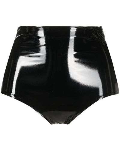 Patrizia Pepe High-waisted Patent-finish Brief Shorts - Black