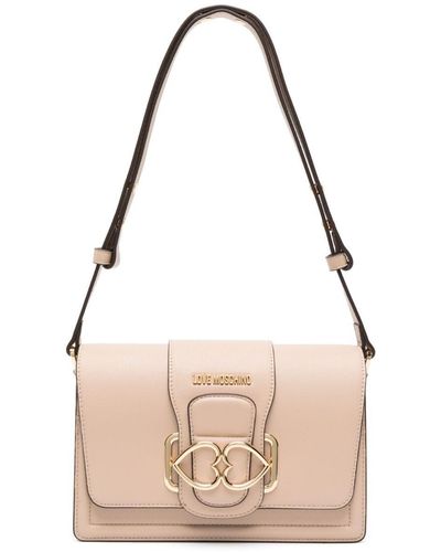 Love Moschino Schultertasche mit Herz-Schild - Pink