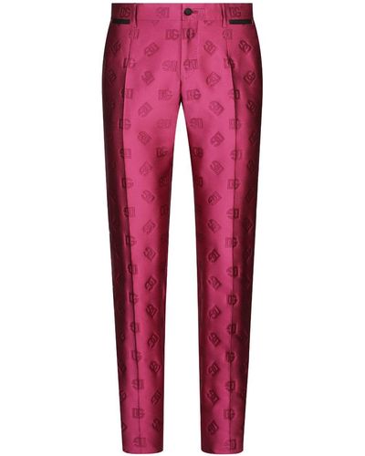 Dolce & Gabbana Pantalones de vestir con monograma en jacquard - Rojo