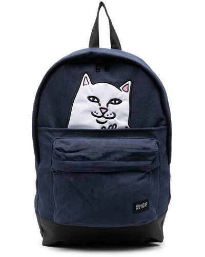 RIPNDIP Cat-patch Corduroy Backpack - Blue