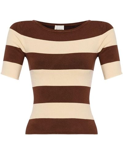 Posse Theo Striped Stretch-knit Top - Brown