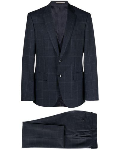 BOSS Plaid-check Single-breasted Suit - Blue