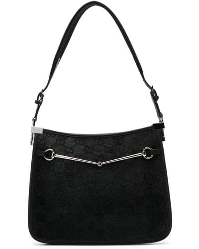 Gucci Horsebit Slim Small Shoulder Bag - Women's - Calf Hair/silk Satin - Black