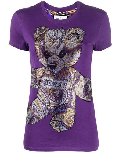Philipp Plein Teddy Bear Rhinestone-embellished T-shirt - Purple