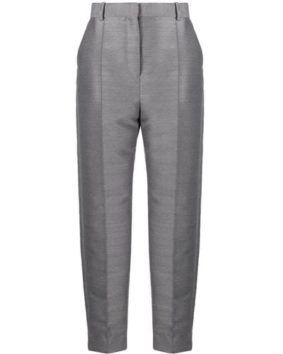 Totême Cropped Pintuck Pants - Grey