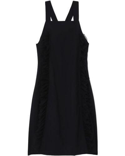 Noir Kei Ninomiya Tulle-trim Wool Dress - Black