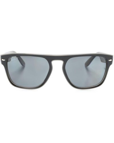 Ray-Ban Eckige Sonnenbrille mit Logo-Schild - Grau