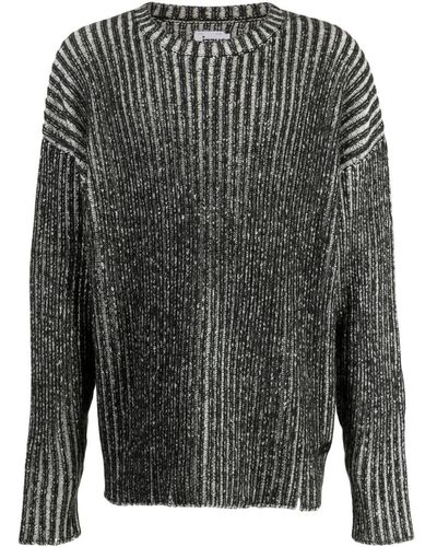 Izzue Two-tone Ribbed-knit Sweater - Gray