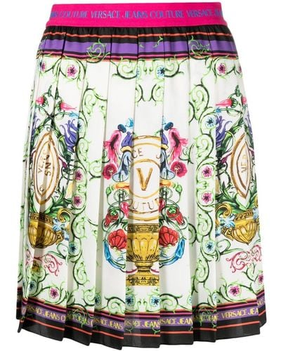 Versace Jeans Couture Minirock mit "V-Emblem Garden"-Print - Weiß