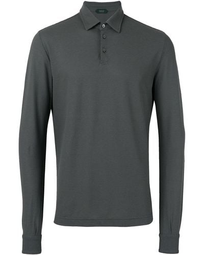 Zanone Poloshirt Met Lange Mouwen - Grijs