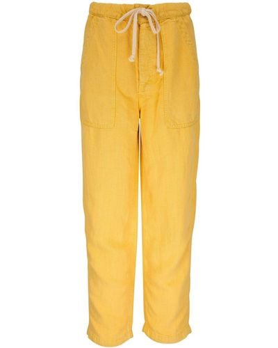 Mother Drawstring-fastening Straight Trousers - Yellow