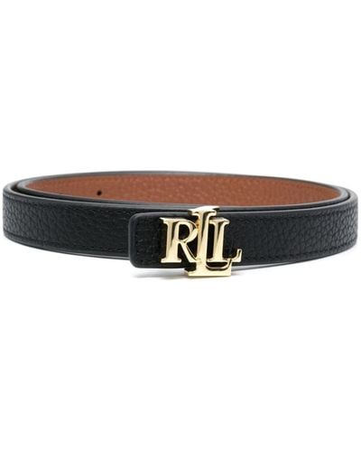Lauren by Ralph Lauren Logo-buckle Reversible Leather Belt - Black