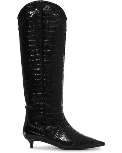 Anine Bing Tall Rae 40mm Crocodile-embossed Boots - Black