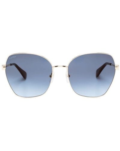 Cartier Engraved-detail Sunglasses - Blue