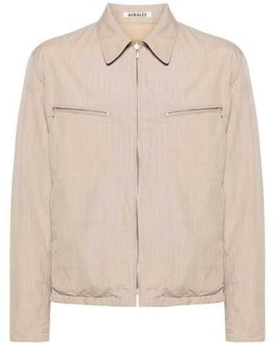 AURALEE Zip-up Wool Shirt Jacket - Natural