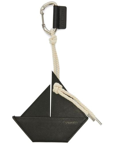 Jil Sander Boat-shaped Leather Keyring - Black