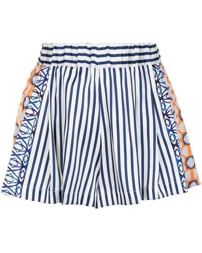 Silvia Tcherassi Eden Stripe Panelled Shorts - Blue