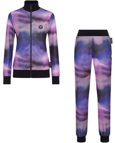 Philipp Plein Tie-dye Pattern jogging Tracksuit - Purple
