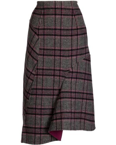 JNBY Plaid-pattern Asymmetric Skirt - Black