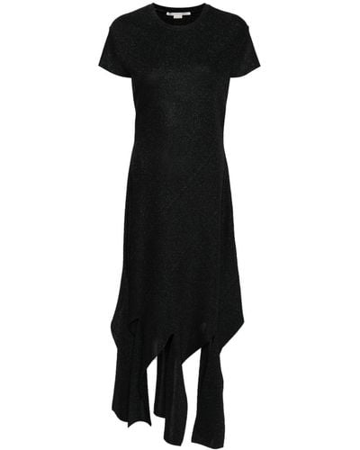Stella McCartney Ribbed-knit Lurex Midi Dress - Black