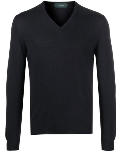 Zanone V-neck Sweater - Black