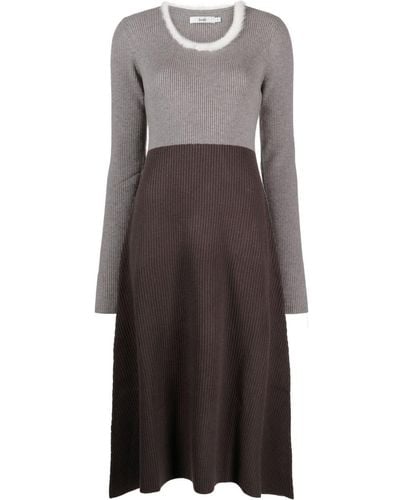 B+ AB Panelled Ribbed-knit Midi Dress - Grey